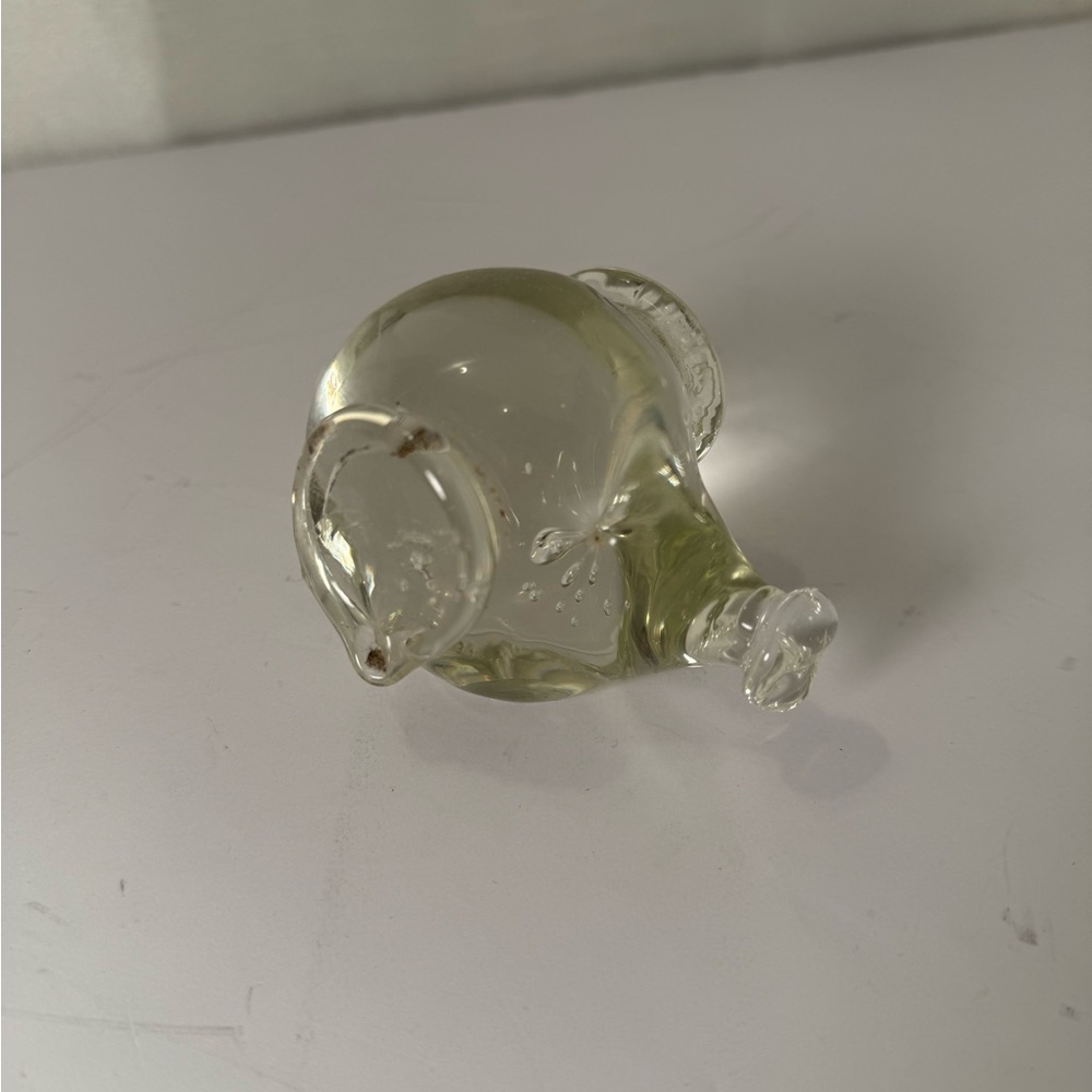 Vintage Small Controlled Bubble Clear Glass Paperweight Pig Head